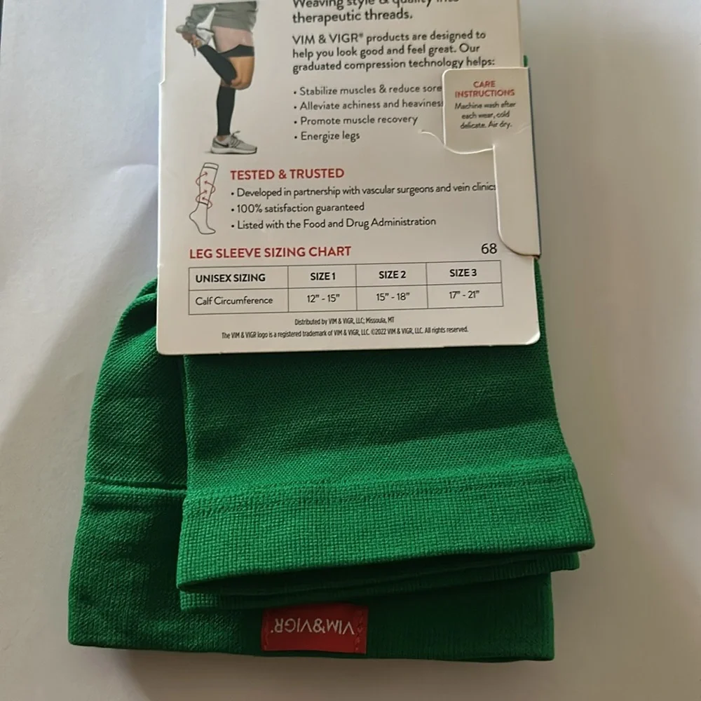 Green Compression Calf Sleeve - Moderate Compression - Picture 4 of 4